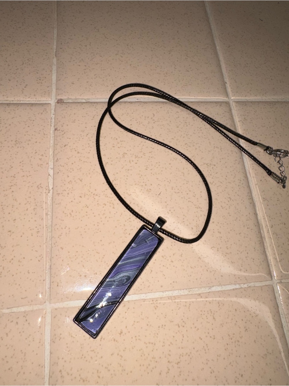 Rectangular Purple Swirl Pendant Necklace